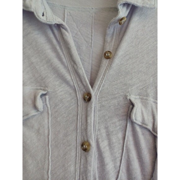 We The Free FP buttoned top S lavender knit linenblend shirt Urban Outfitters - Picture 4 of 10